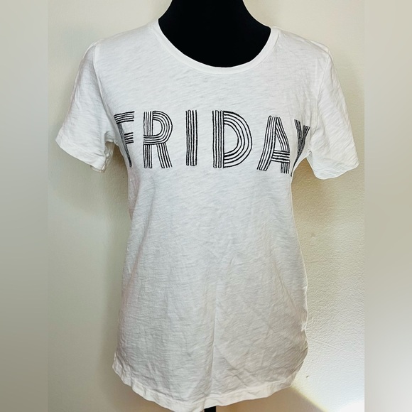 J. Crew Tops - J Crew Mercantile collectors Tee Friday White T shirt 100% cotton Size Small EUC